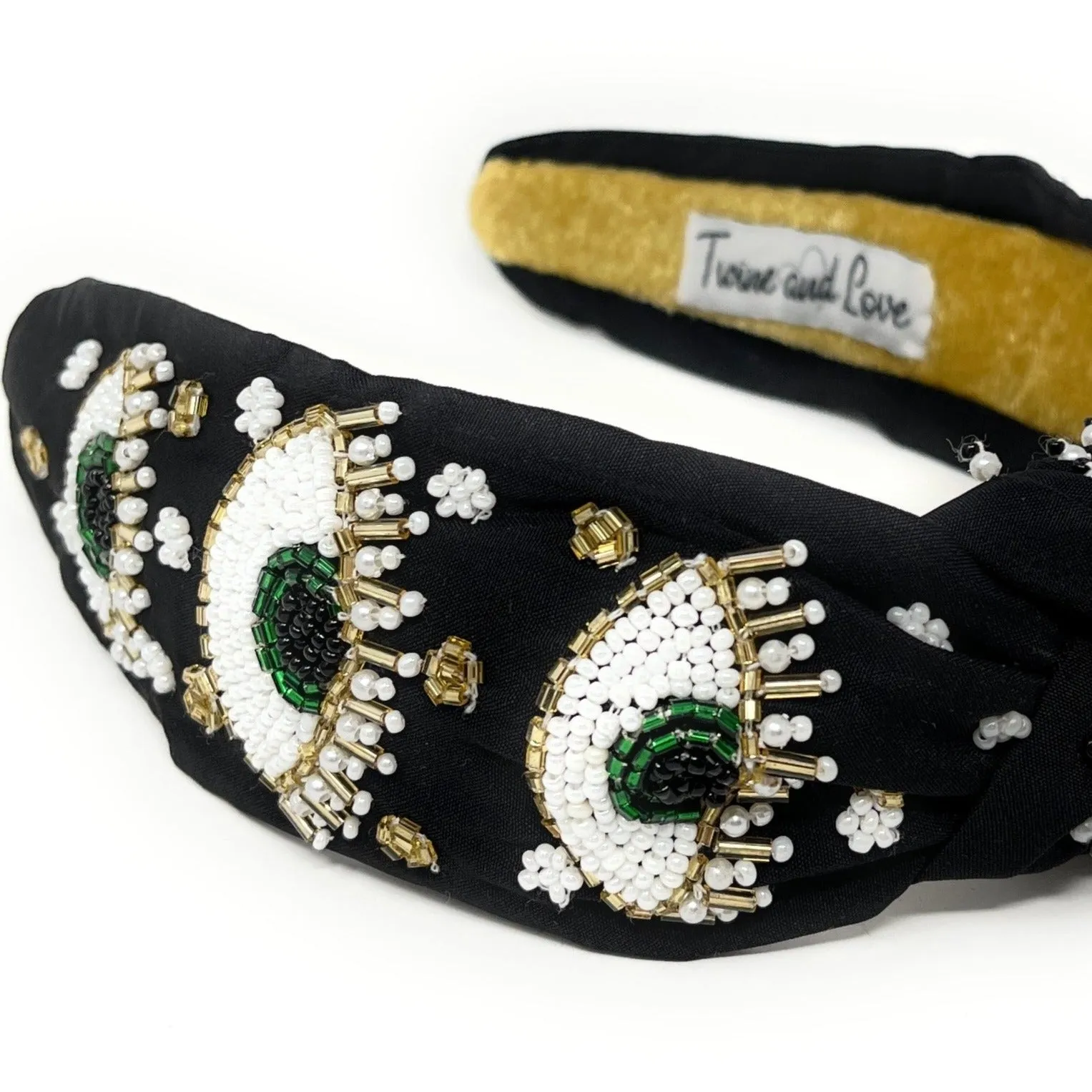 Hand Beaded Evil Eye Knot Headband