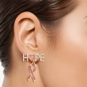 Hope Pink Ribbon Earrings Gold, Silver