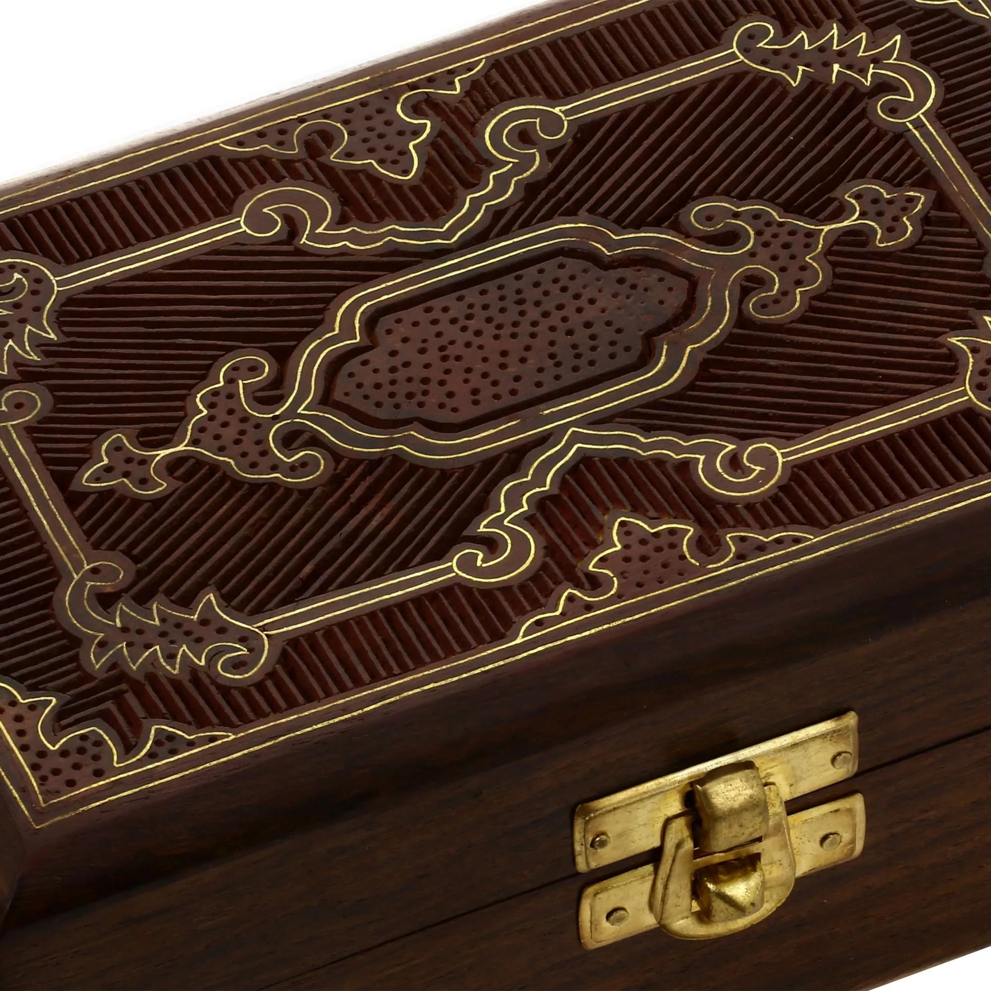 Indian Jewelry Holder - 6 x 4 x 2.5 Inch Small Wood Box - Jewelry Boxes for Bracelet - Anniversary Gift
