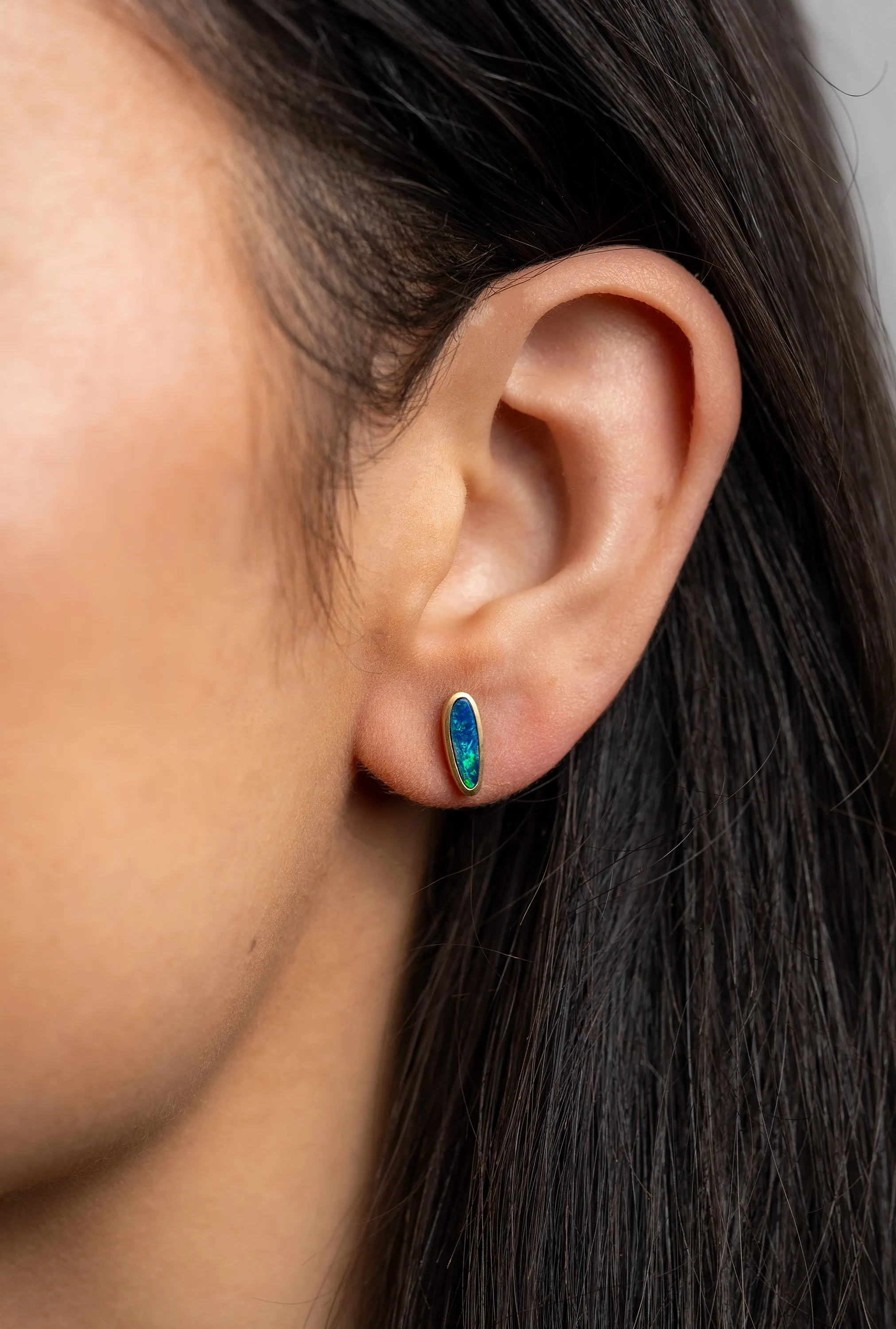 Kimberly Collins Yellow Gold Opal Stud Earrings