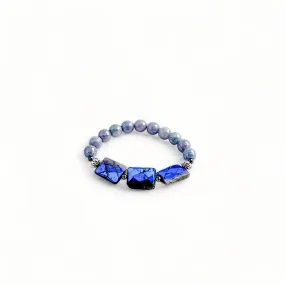 Labradorite and agate stretch bracelet