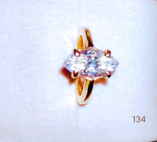 Ladies Marquise Cut CZ  Yellow Gold Plated Engagement Ring sz.6