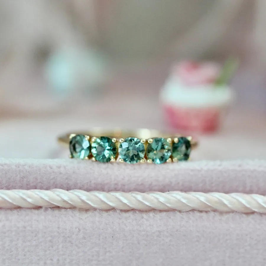 Lake Day Teal Round Brilliant Cut Sapphire Band