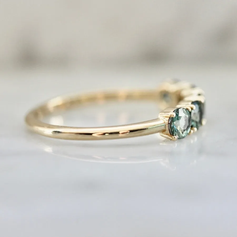 Lake Day Teal Round Brilliant Cut Sapphire Band