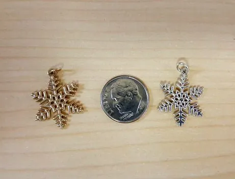 Large Filigree Flat Snowflake Charm or Necklace
