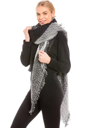 Large Grey & Black Tartan Scarf