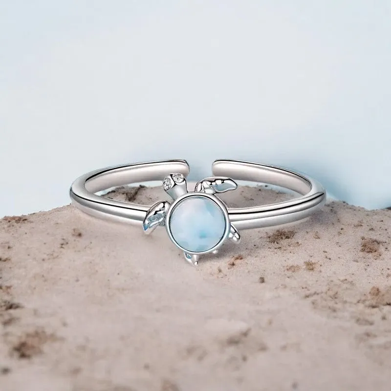 Larimar Sea Turtle Ring
