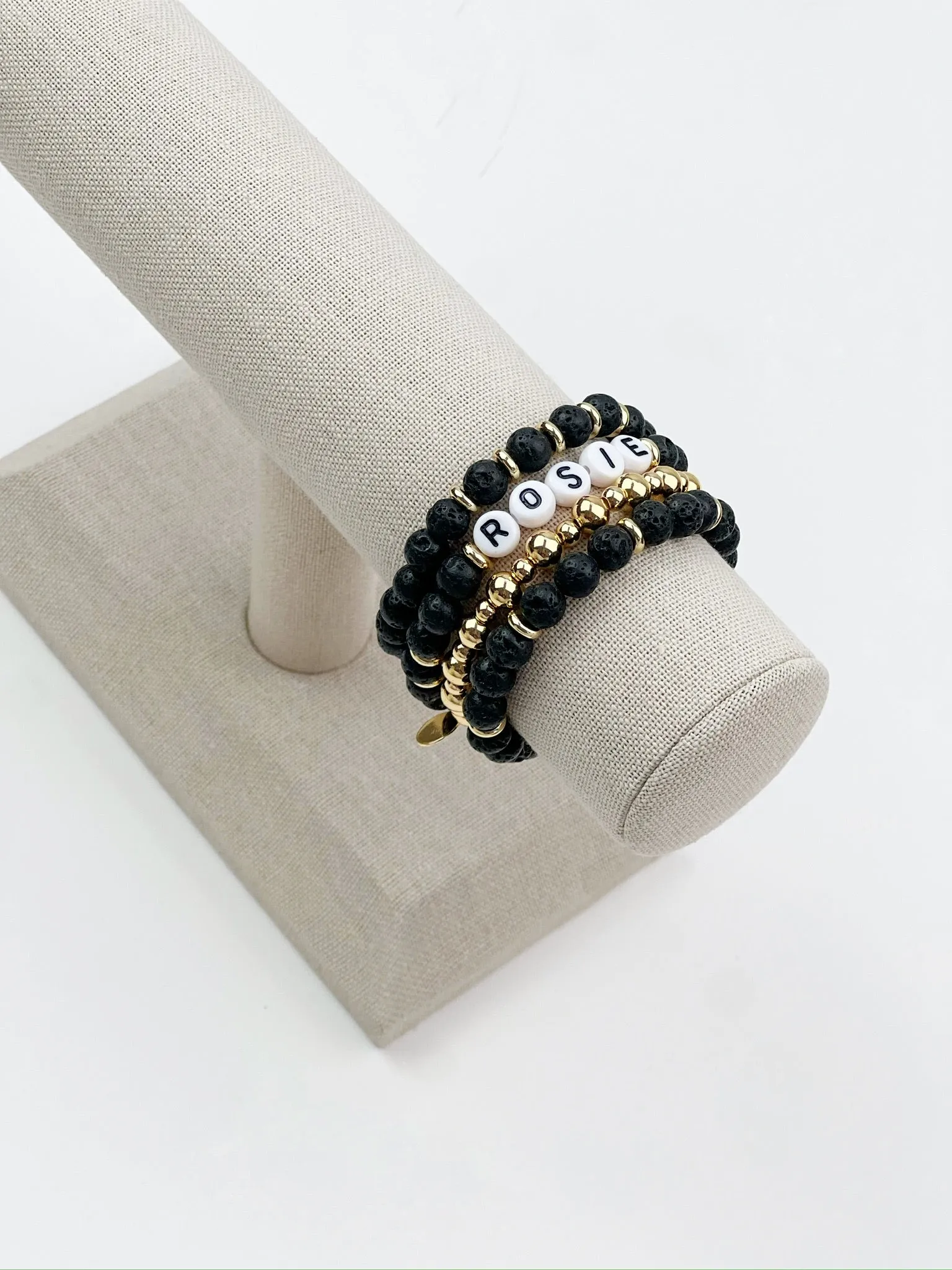 Lava Bead 4 Bracelet Stack