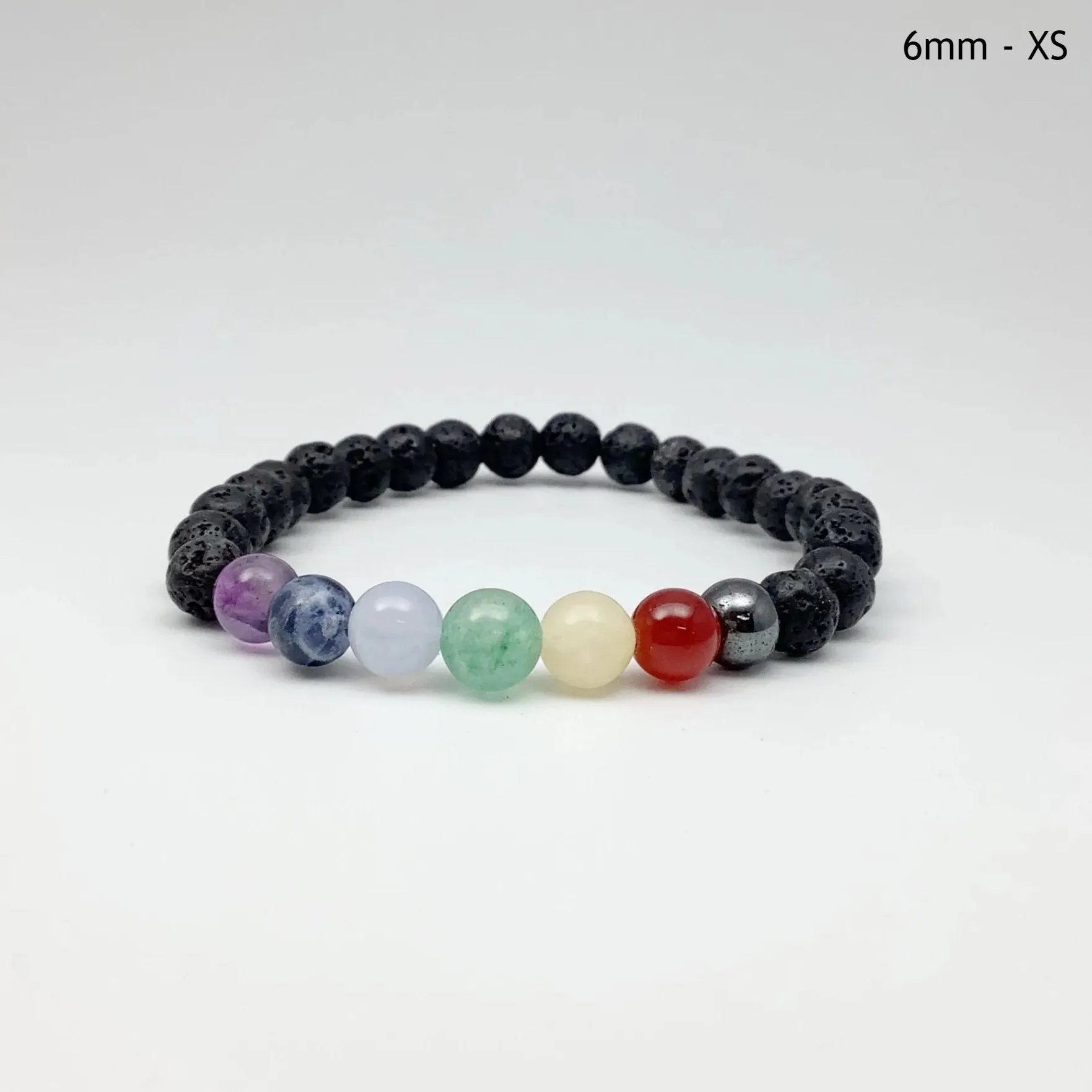 Lava Stone Beaded Bracelet with Chakra Beads