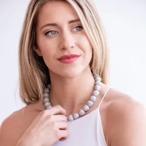 Light Grey Apple Beaded Marco Necklace