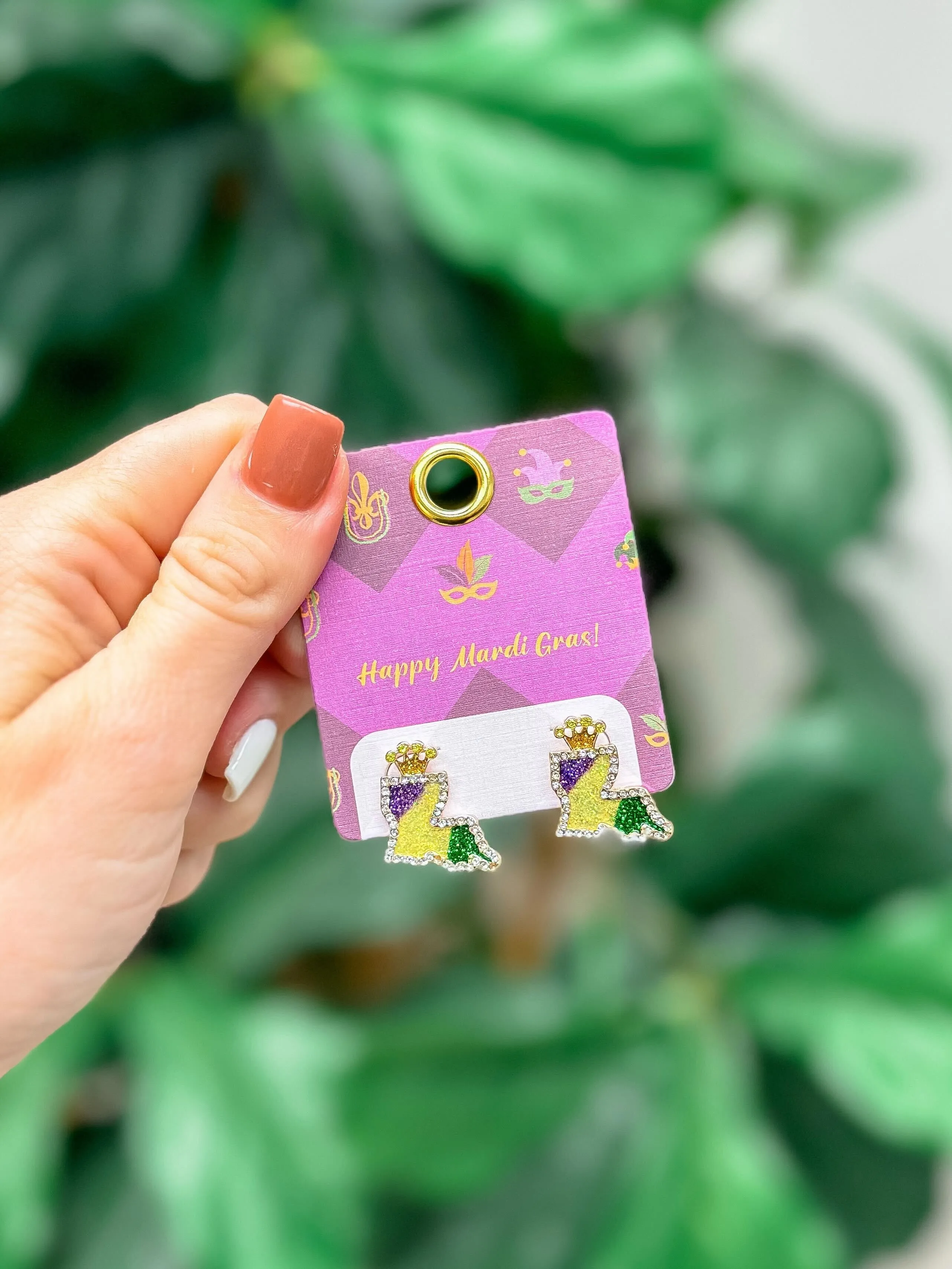 Louisiana Mardi Gras Dangle Earrings