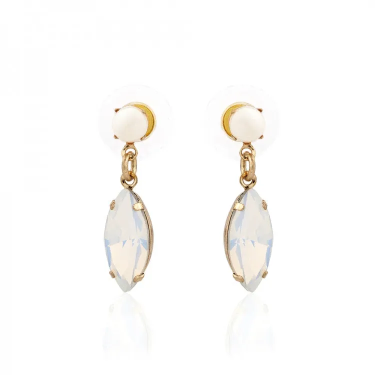 Lovett & Co. Pearl Navette Drop Earring  - White Opal
