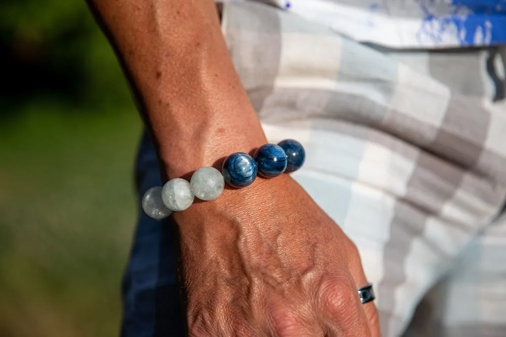 Luxury Kyanite and Aquamarine Natural Gemstone Bracelet