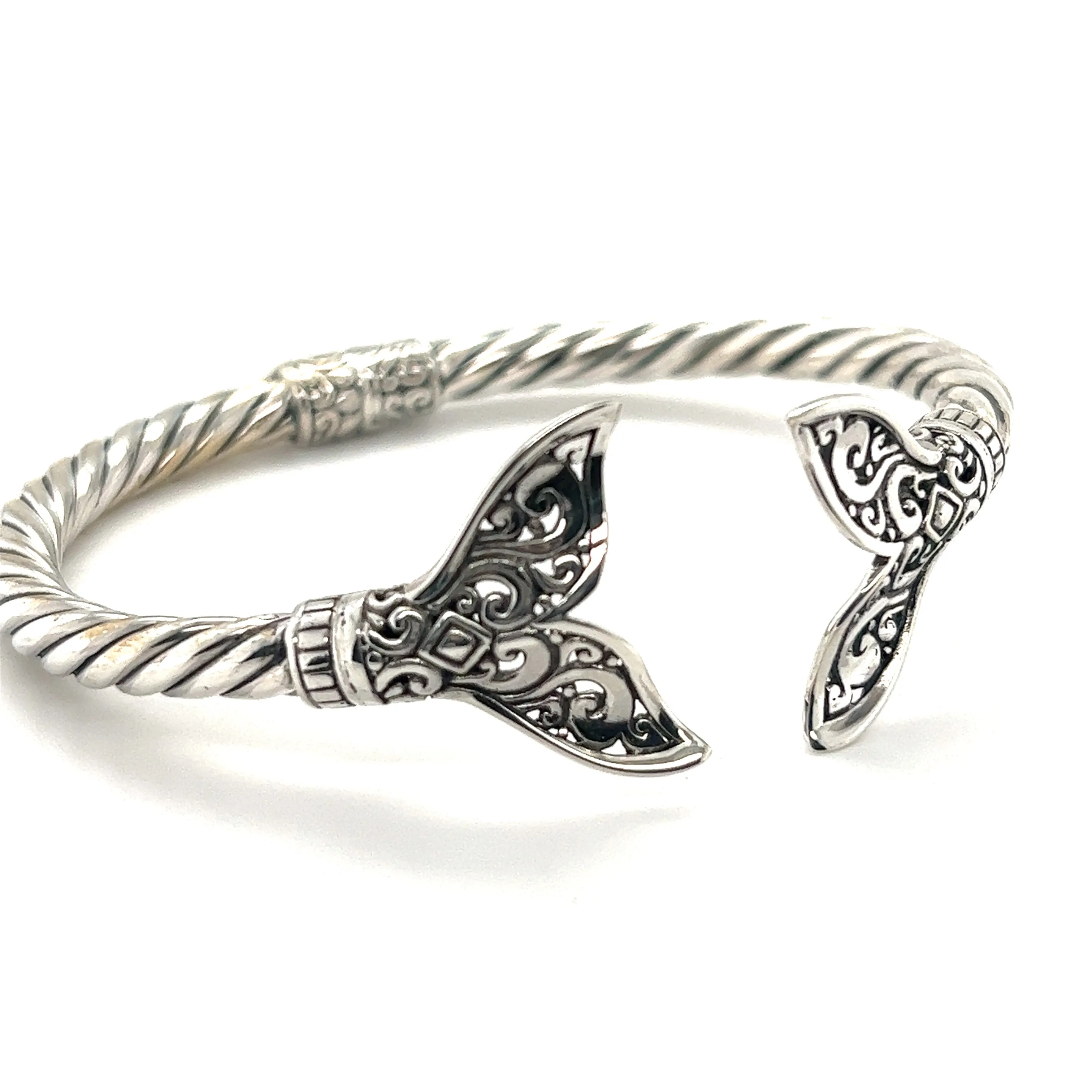 Majestic Full Filigree Whale Tail Cuff Bracelet