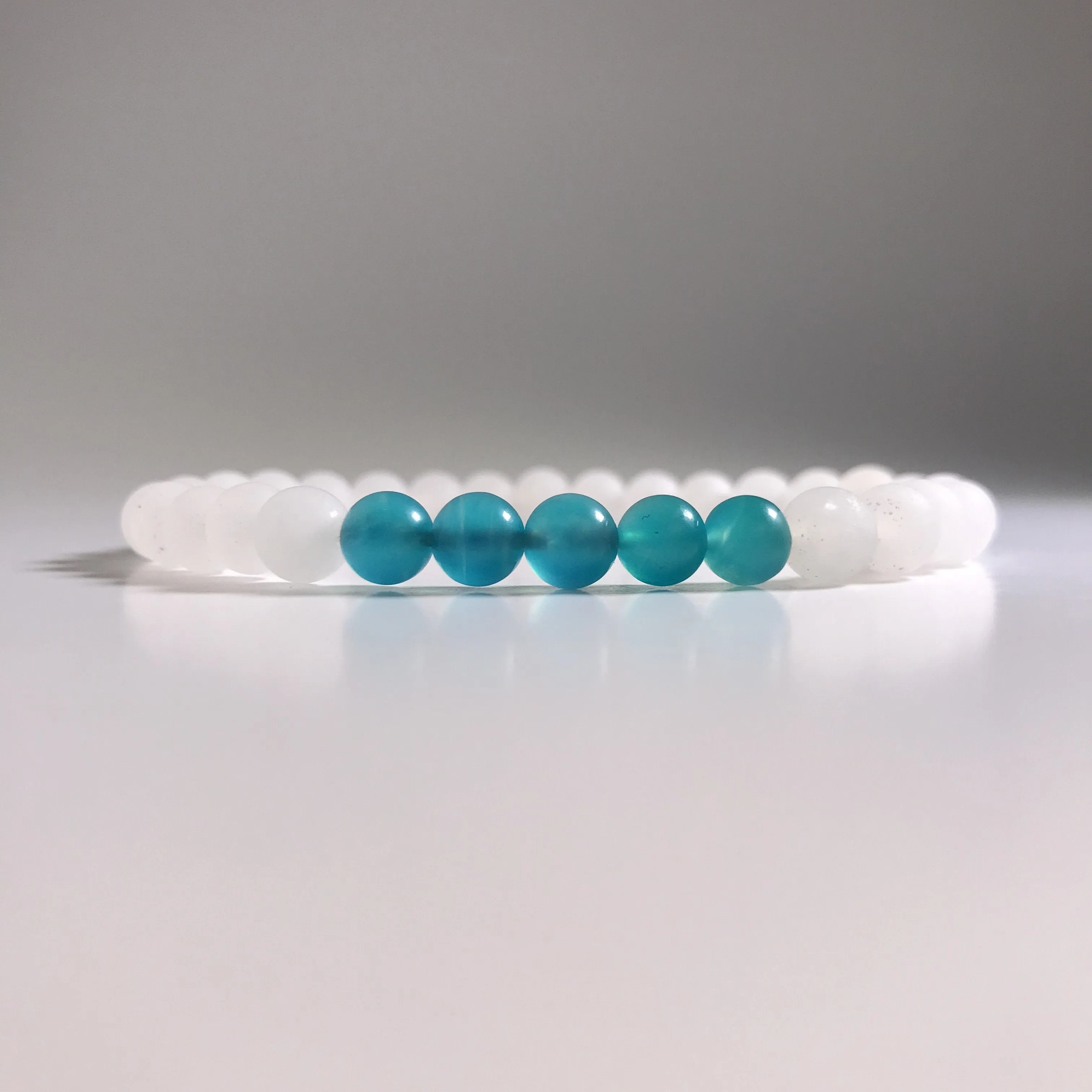 Matte Amazonite with Quartz Beaded Bracelet