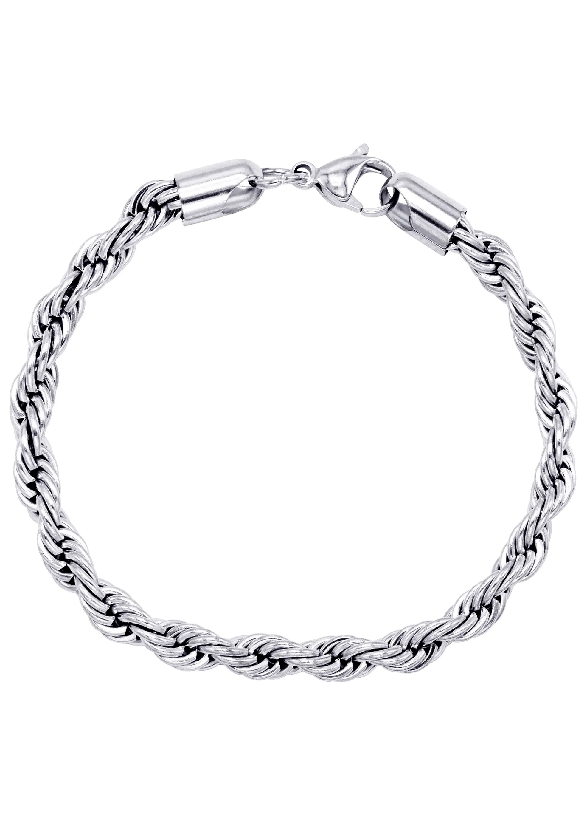Mens White Gold Solid Rope Bracelet