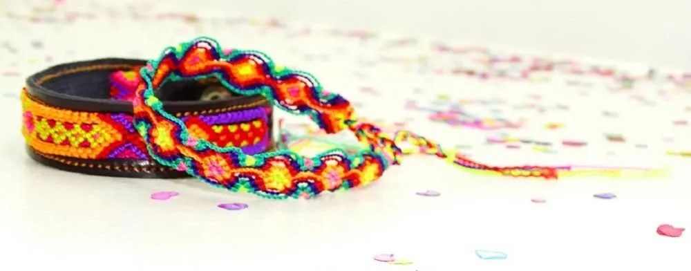 Mexican Friendship Bracelet Set in Pink & Yellow