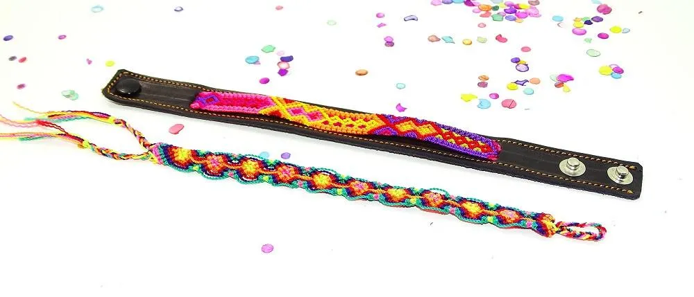 Mexican Friendship Bracelet Set in Pink & Yellow