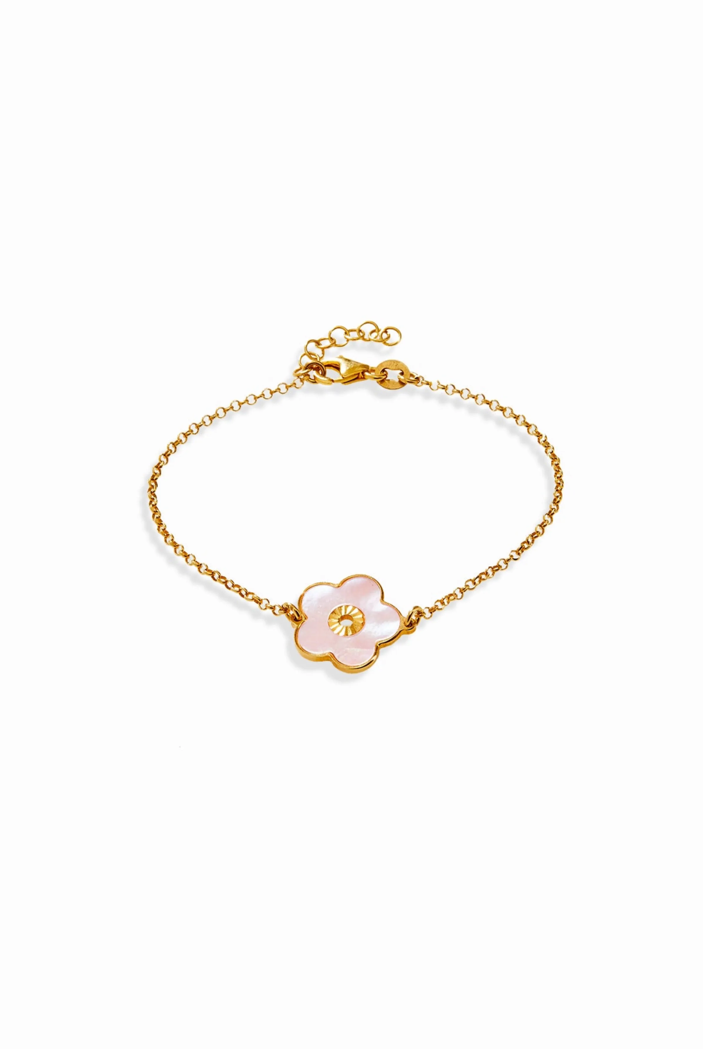 Mother Of Pearl Flower Pendant Bracelet
