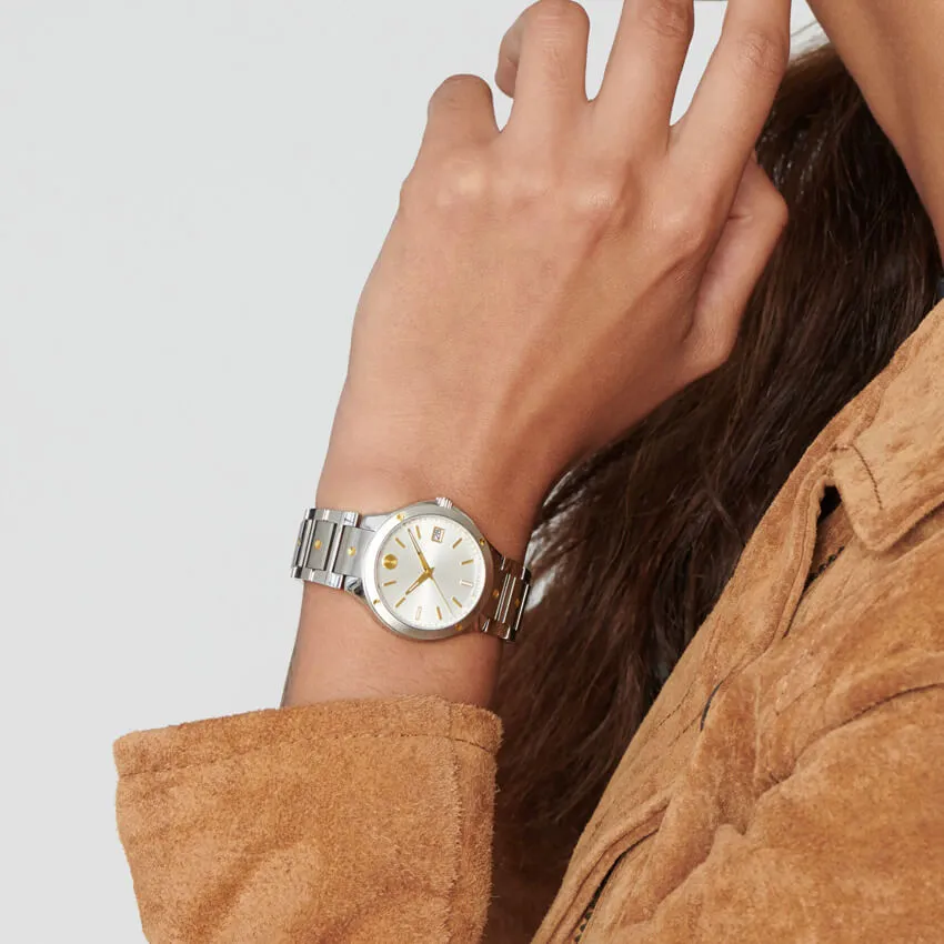 Movado SE 32mm Two Tone Yellow Gold PVD-finished and Stainless Steel Women's Watch 0607516