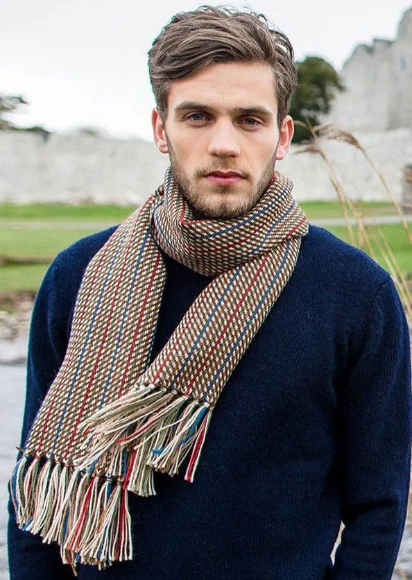 Mucros Alpaca Scarf | Red Blue Stripe