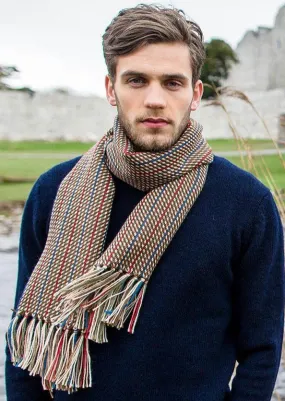 Mucros Alpaca Scarf | Red Blue Stripe