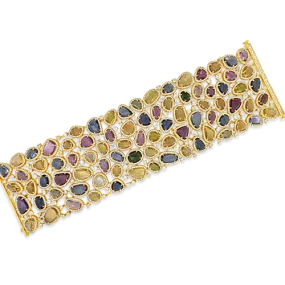 Multi-colored Sapphire & Diamond Bracelet
