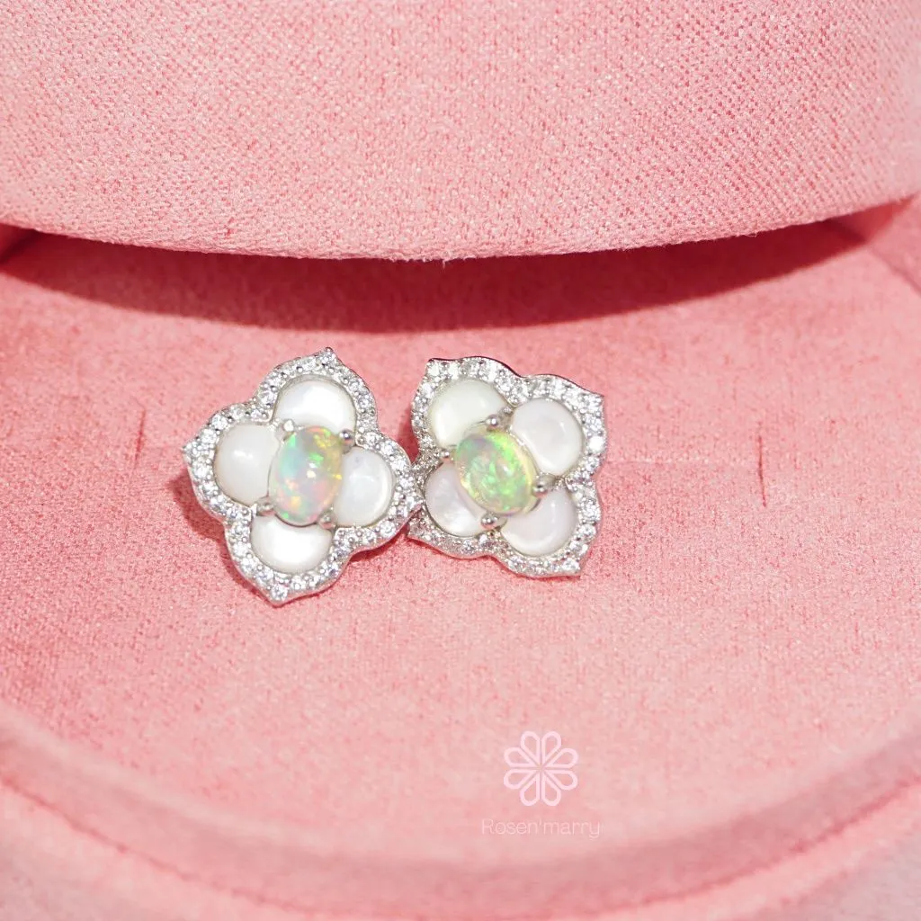 Natural Opal and Mother of pearl Earrings Sterling Silver925.