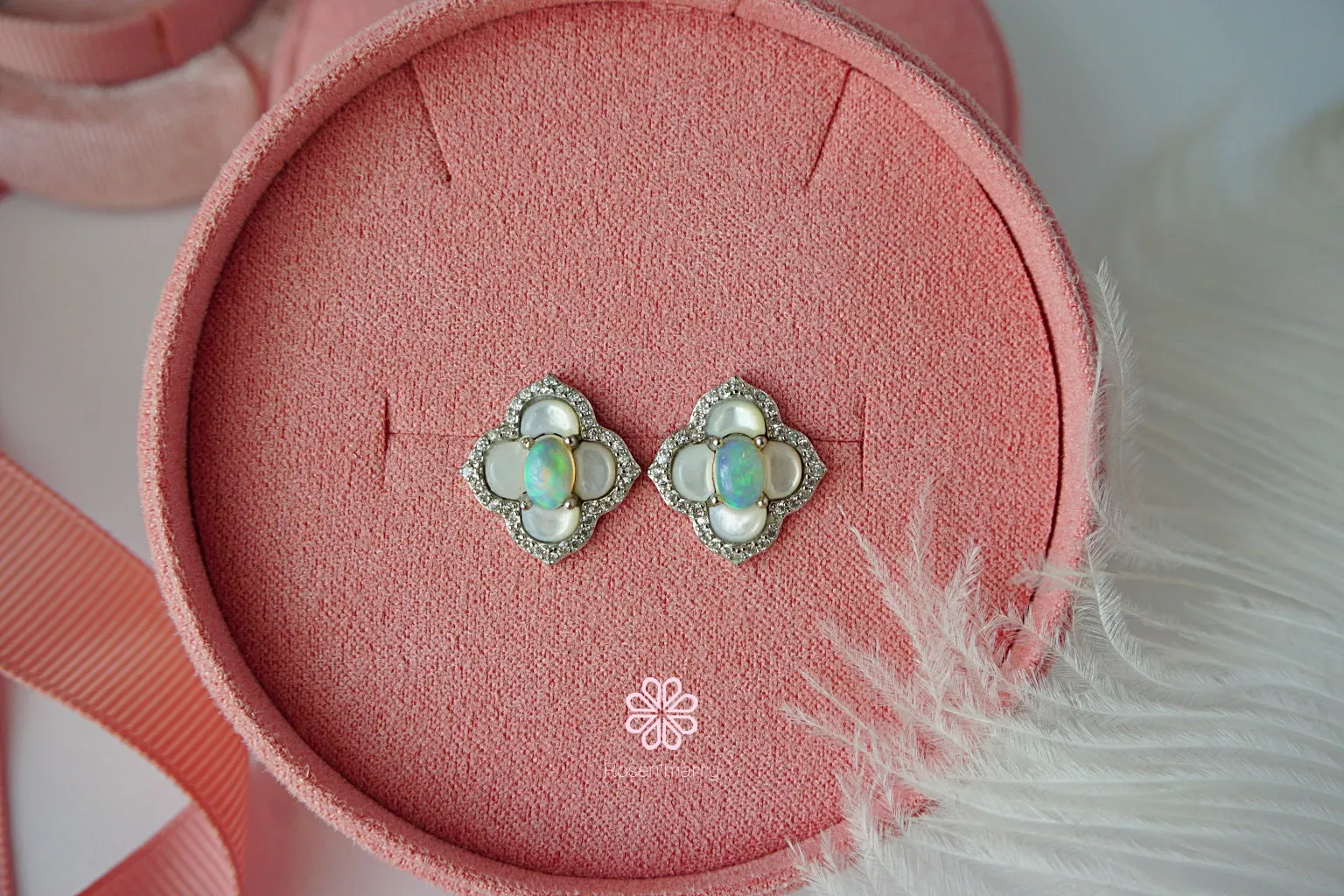 Natural Opal and Mother of pearl Earrings Sterling Silver925.