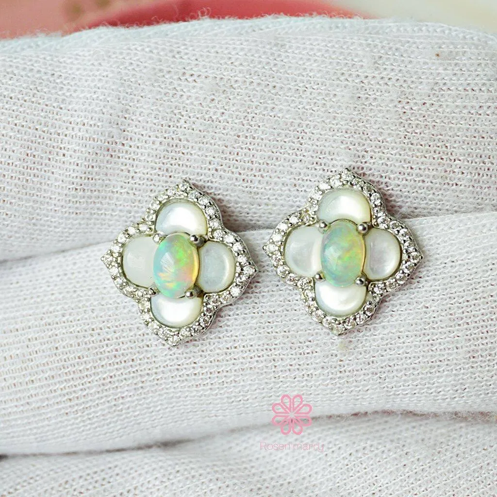 Natural Opal and Mother of pearl Earrings Sterling Silver925.