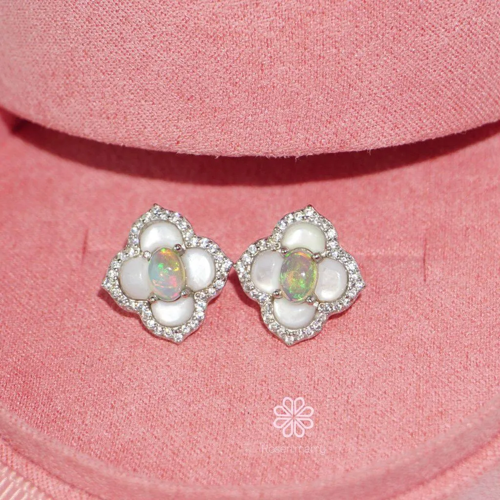 Natural Opal and Mother of pearl Earrings Sterling Silver925.