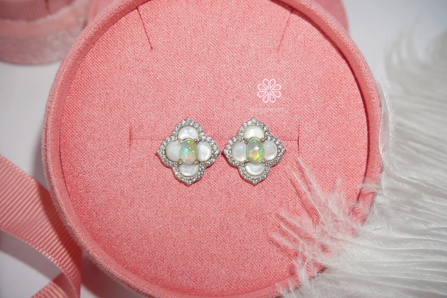 Natural Opal and Mother of pearl Earrings Sterling Silver925.