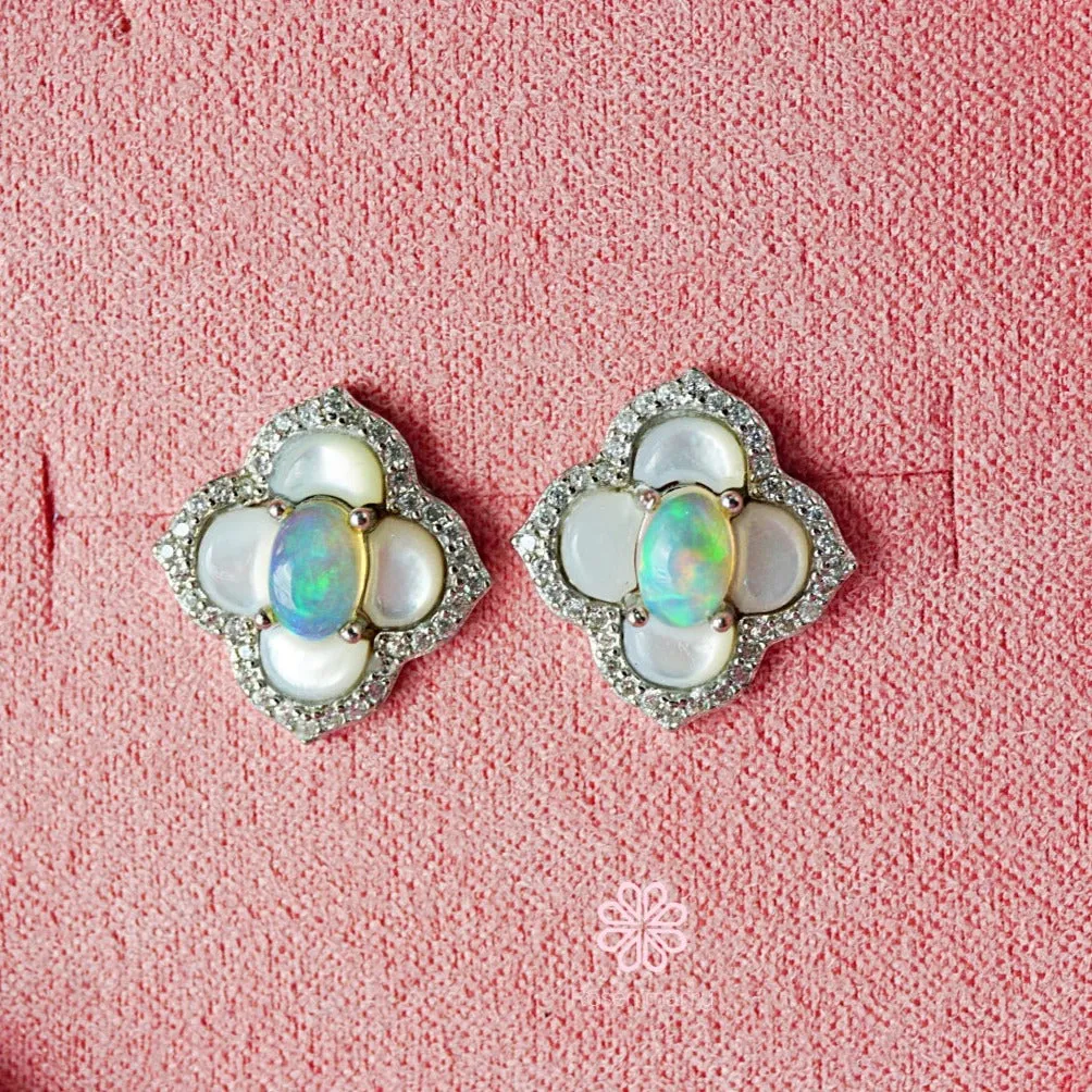 Natural Opal and Mother of pearl Earrings Sterling Silver925.