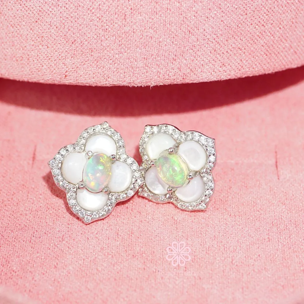 Natural Opal and Mother of pearl Earrings Sterling Silver925.