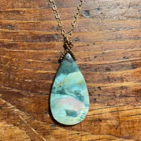 New Picture Jasper Teardrop Statement Pendant