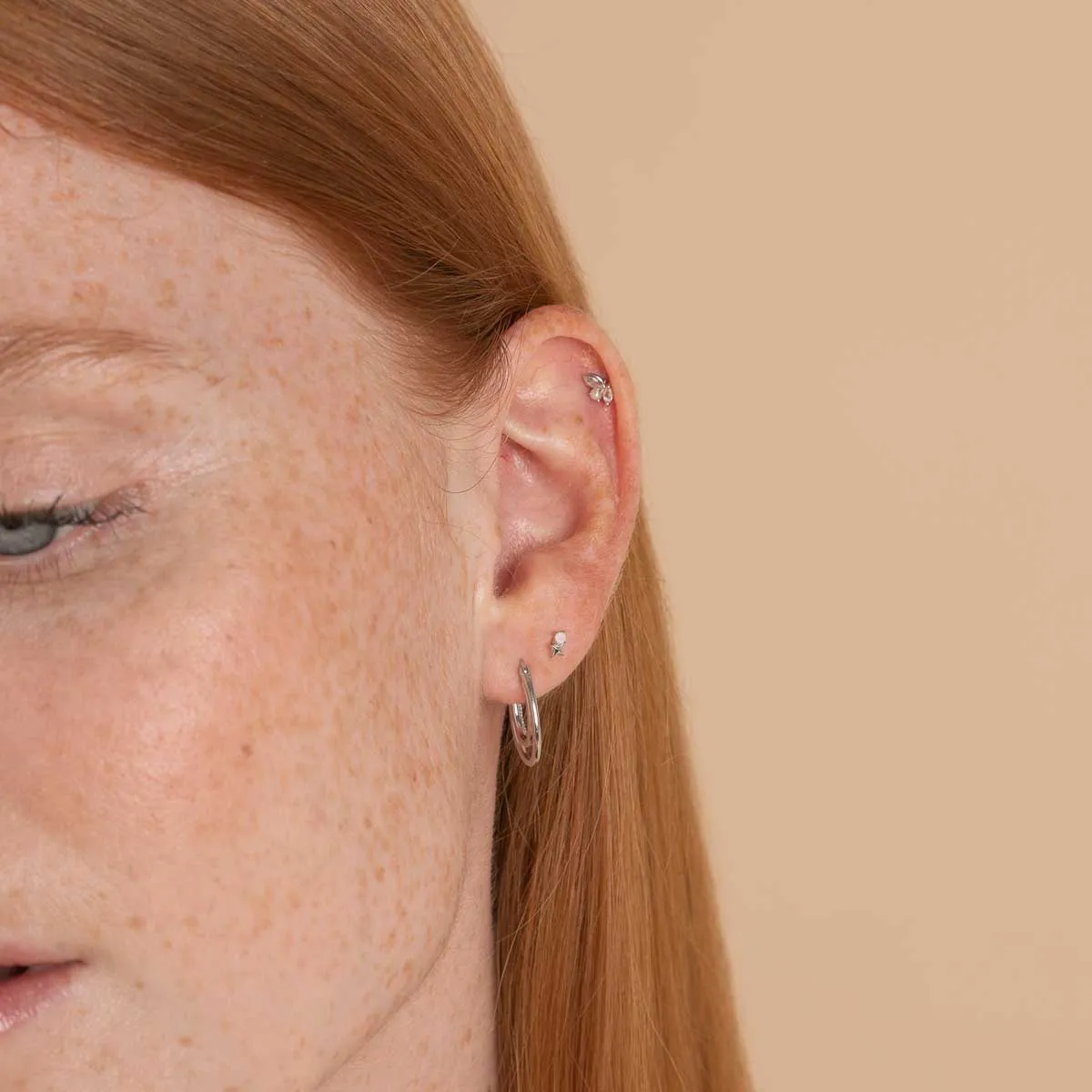 October Opal Birthstone Earrings in Solid White Gold