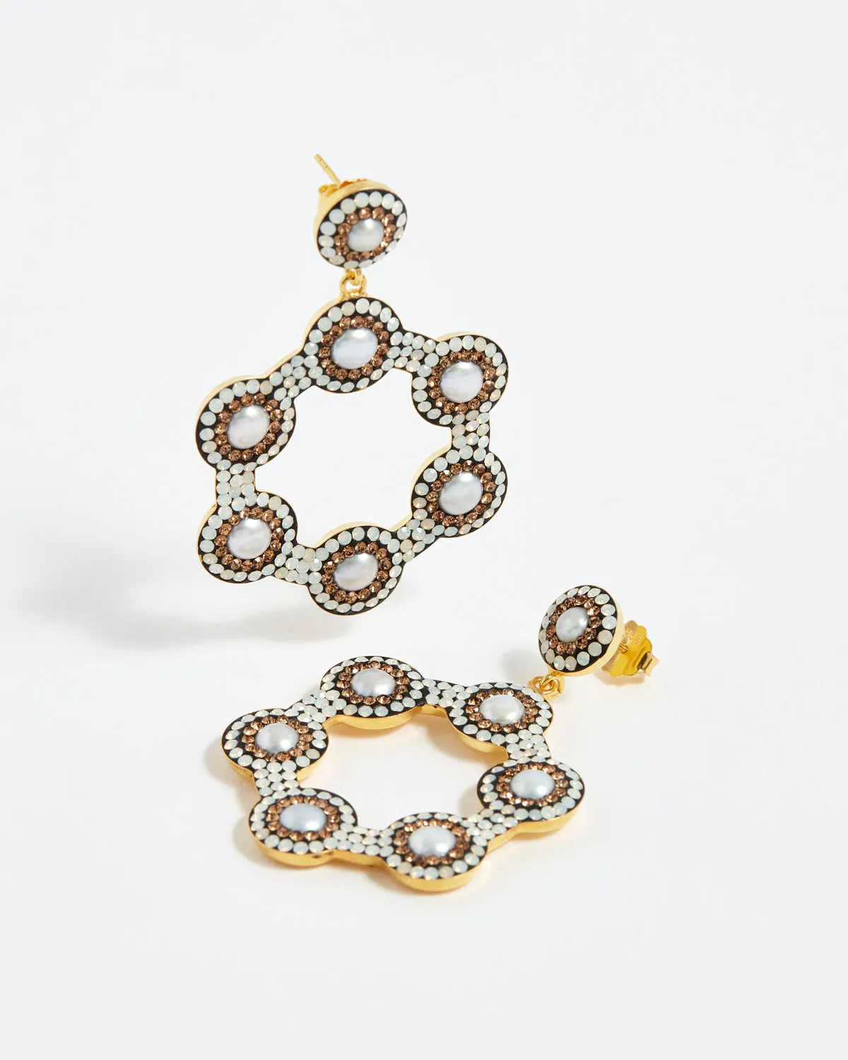 Opal Crystal Pearl Mini Hoop Earrings