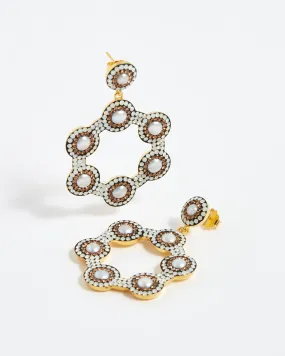 Opal Crystal Pearl Mini Hoop Earrings