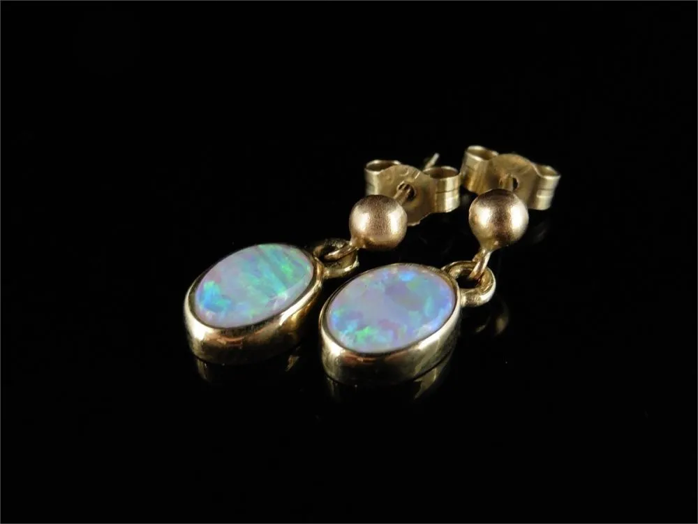 Opal Gold Earrings 1.20Ct Opal 9Ct Yellow Gold