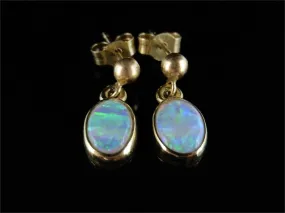 Opal Gold Earrings 1.20Ct Opal 9Ct Yellow Gold