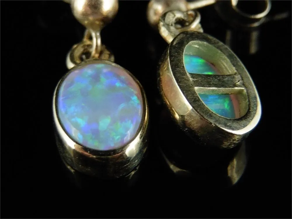 Opal Gold Earrings 1.20Ct Opal 9Ct Yellow Gold