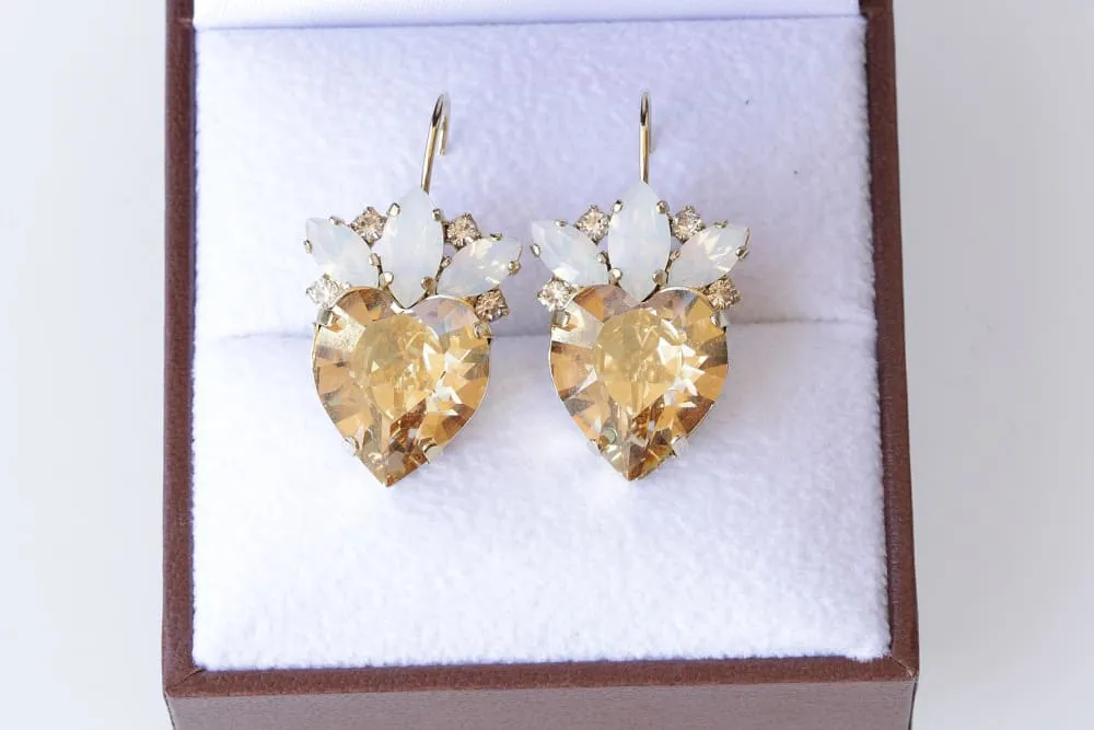 OPAL HEART EARRINGS