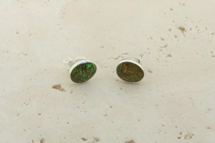 opal stud - oval - yellow mix