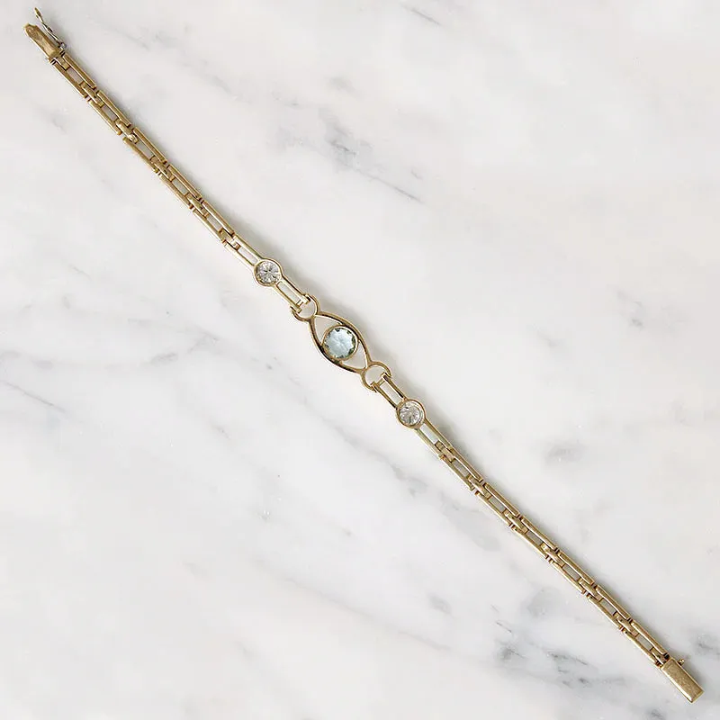 Pale Blue Eye Aquamarine & Diamond Edwardian Bracelet