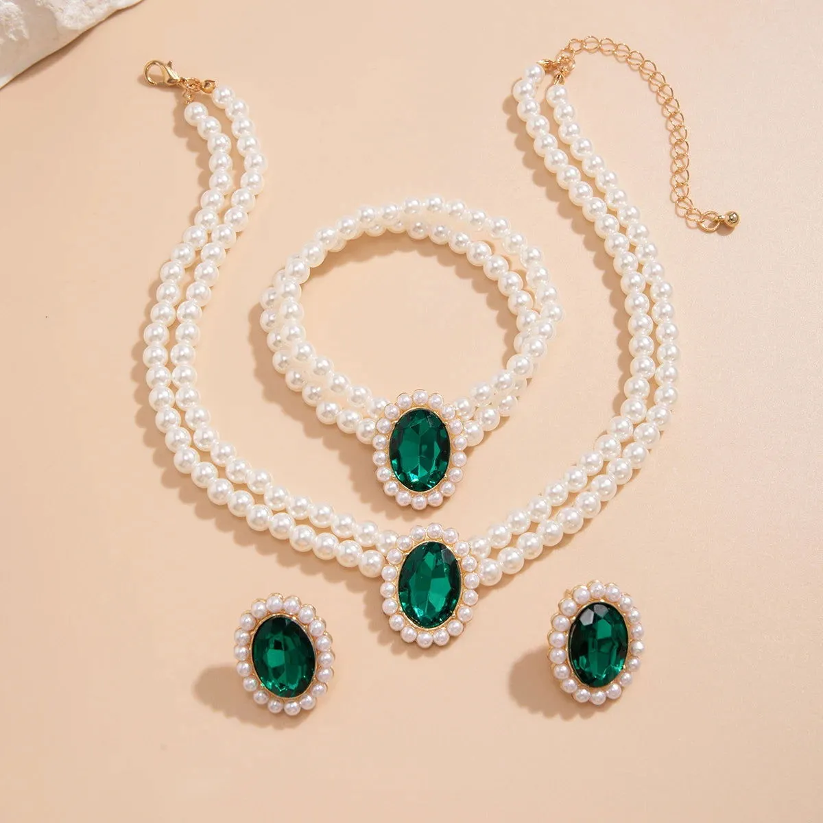 Pearl Charm Necklace,Bracelet & Earrings Sets