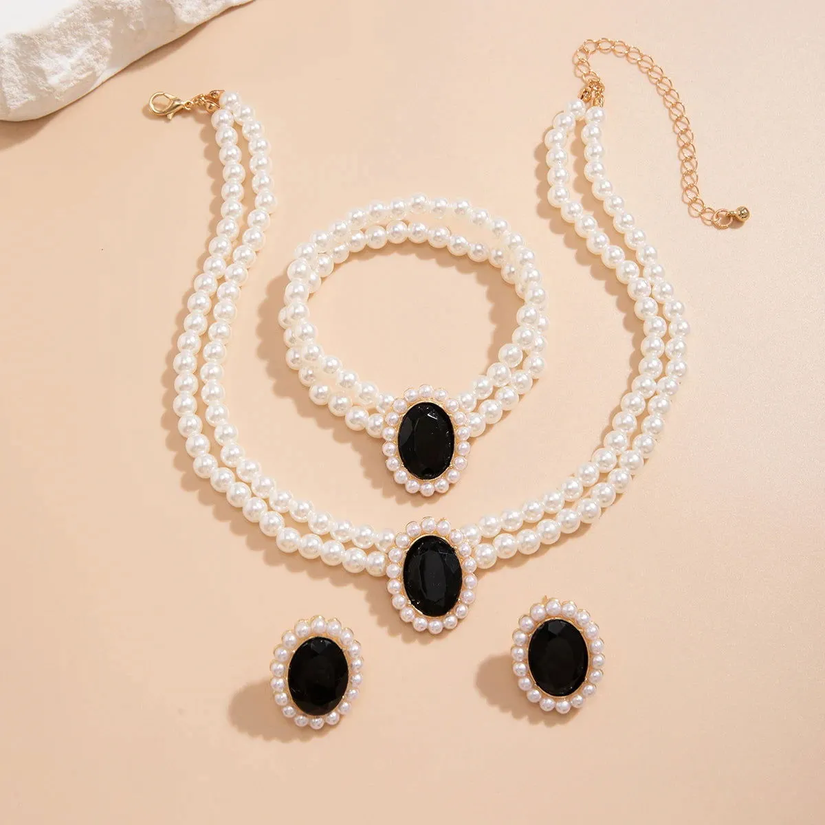 Pearl Charm Necklace,Bracelet & Earrings Sets