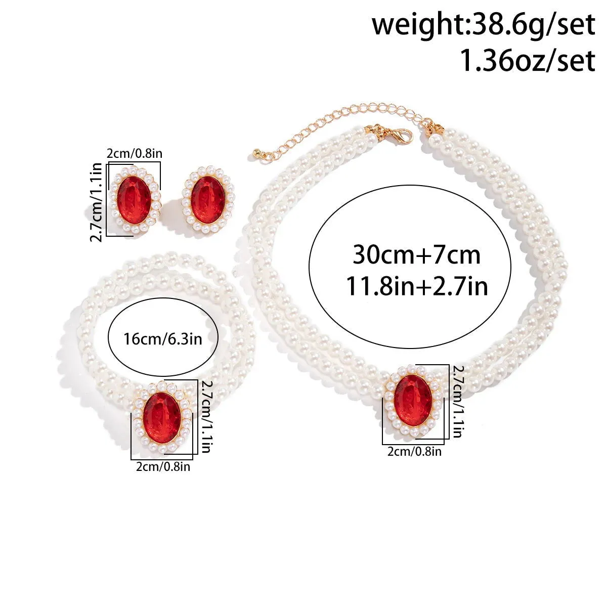 Pearl Charm Necklace,Bracelet & Earrings Sets