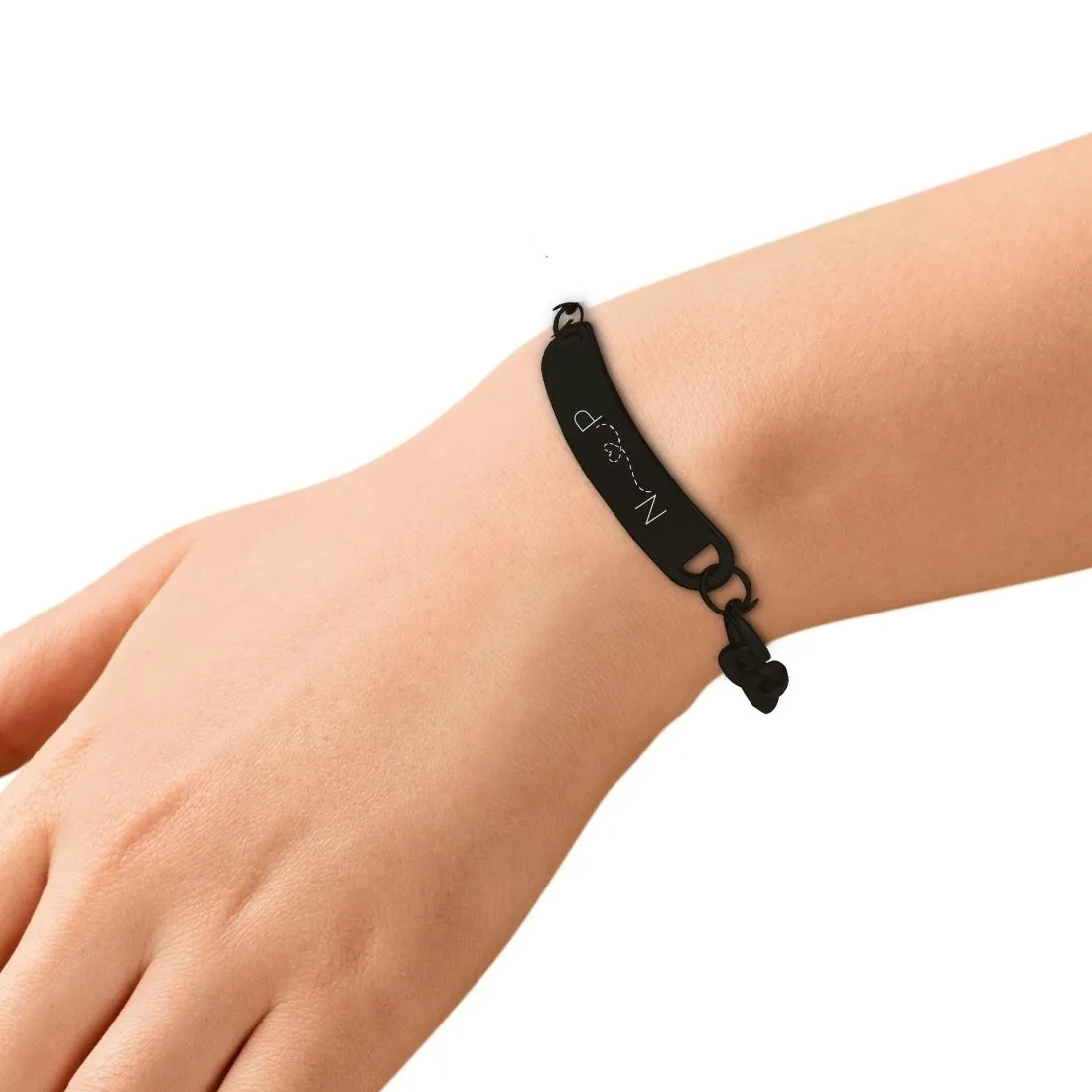 Personalized Bracelet for Wife Valentine Gift - Black Rhodium/Gold Plated - Heart