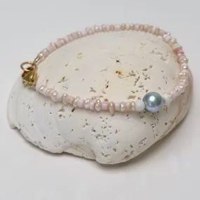 petal pink and blue akoya bracelet