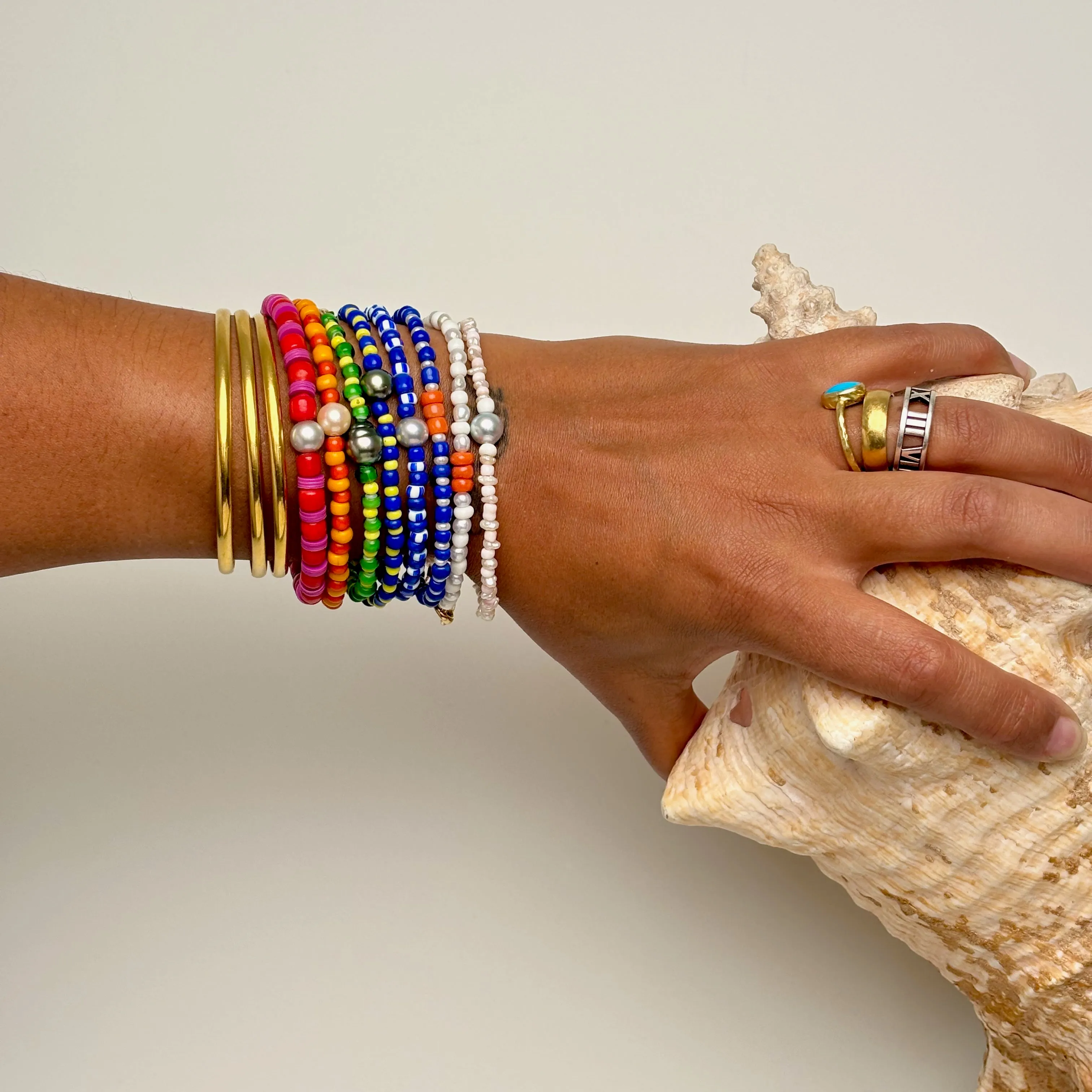 petal pink and blue akoya bracelet